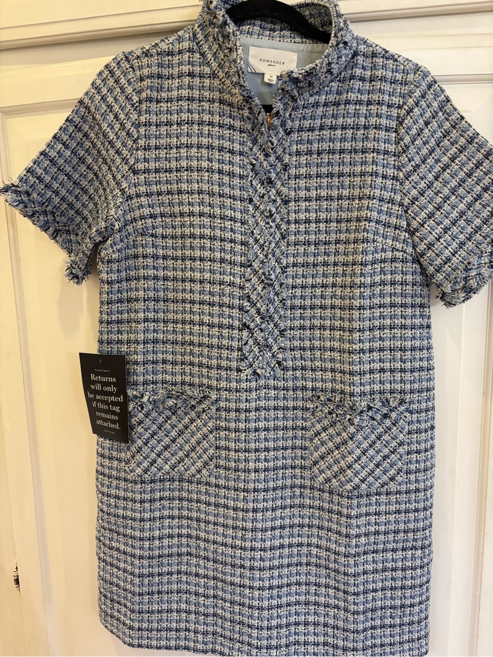 Tuckernuck Blue and White Tweed Short Sleeve Jacket